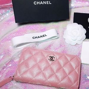 Chanel 19s Iridescent Pink Zip Wallet